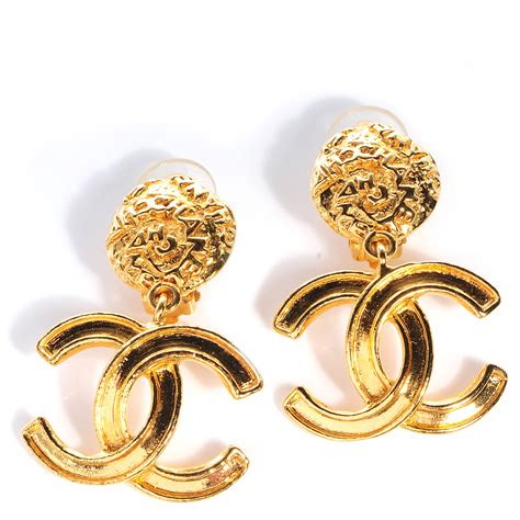 chanel gold hanging earrings|genuine Chanel earrings.